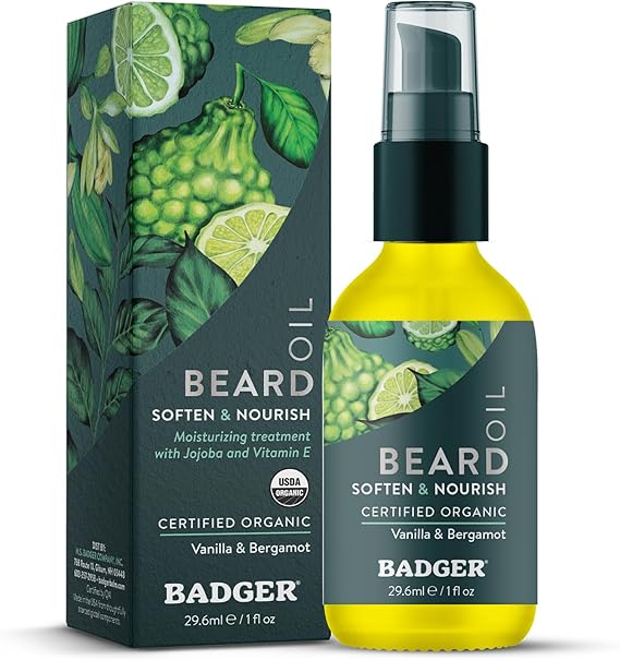 Badger, Beard Oil, Vanilla & Bergamot (29.6 ml)