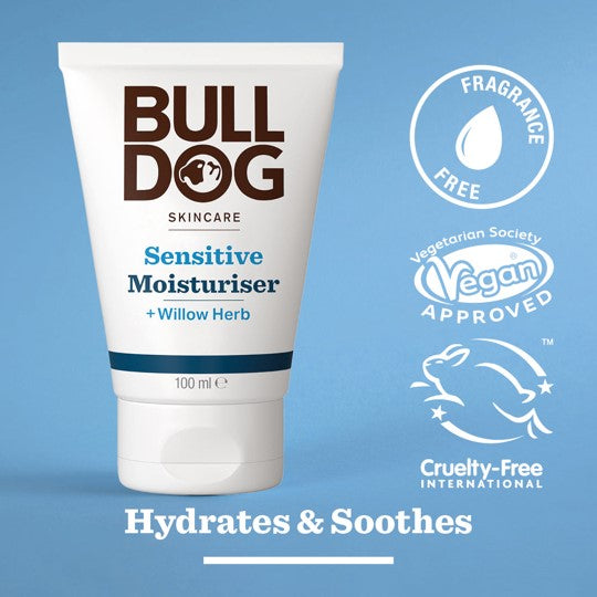 Bulldog Skincare For Men, Sensitive Moisturizer, Fragrance Free (100 ml)