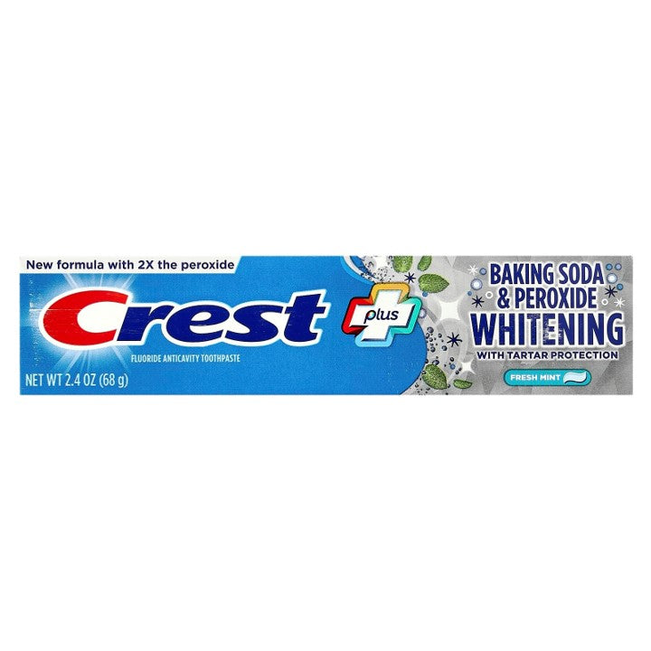 Crest, Plus, Baking Soda & Peroxide Whitening Fluoride Toothpaste, Fresh Mint 68 g