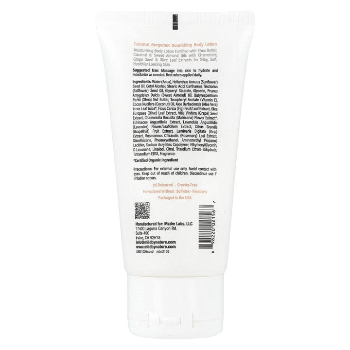 Mild By Nature, Nourishing Body Lotion, Coconut Bergamot, (74 ml)