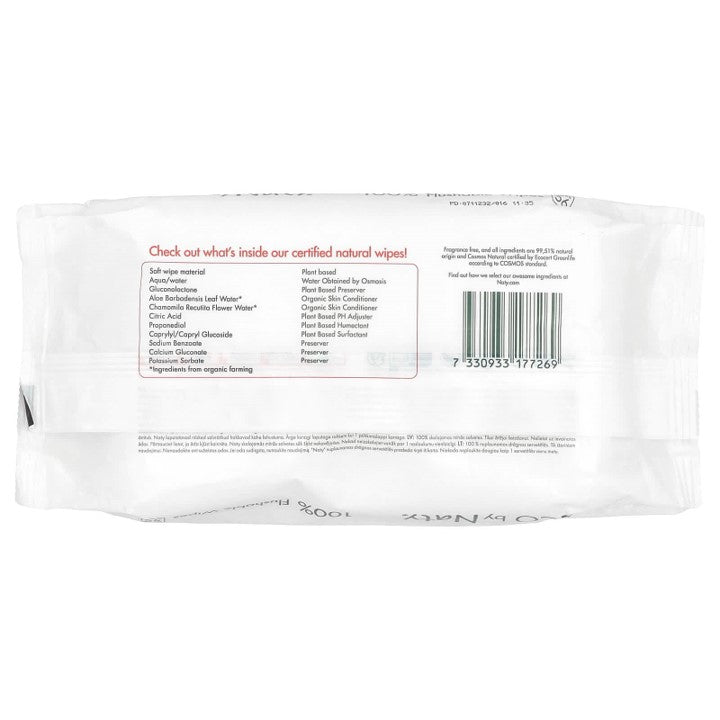 Naty, 100% Flushable Wipes, Fragrance Free , 56 Wipes