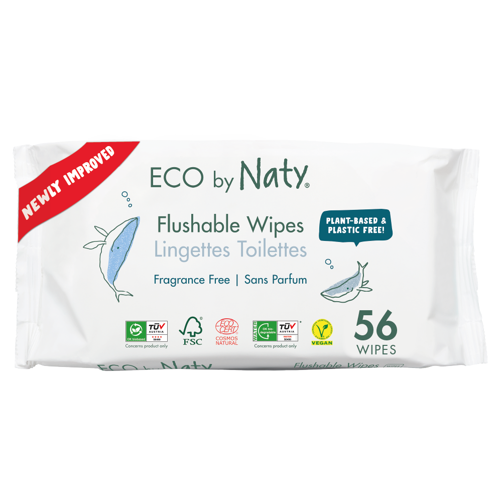 Naty, 100% Flushable Wipes, Fragrance Free , 56 Wipes