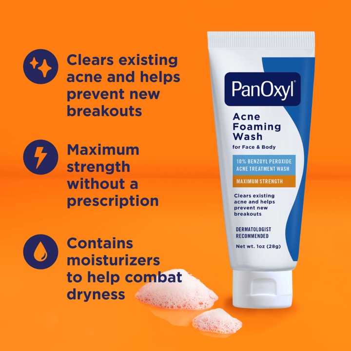 PanOxyl, Acne Foaming Wash, For Face & Body, Maximum Strength (28 g)