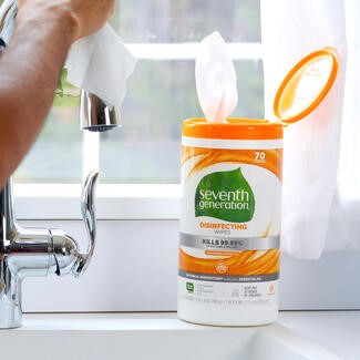 Seventh Generation, Disinfecting Wipes, Lemongrass Citrus, 70 Wet Wipes, 461 g