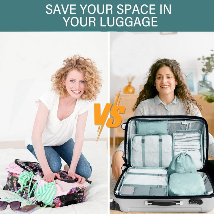 Stroite7 pc Travel set , Packing cubes with Laundry Bag