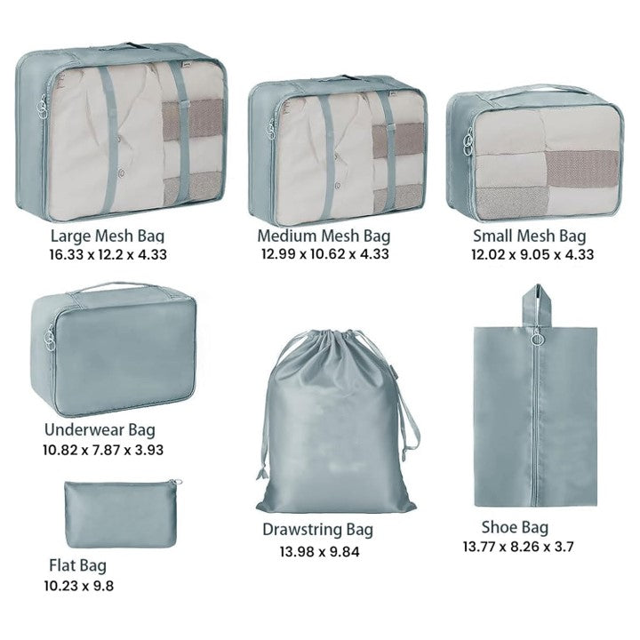 Stroite7 pc Travel set , Packing cubes with Laundry Bag