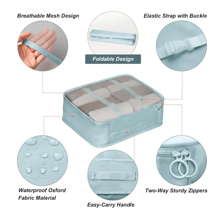 Stroite7 pc Travel set , Packing cubes with Laundry Bag
