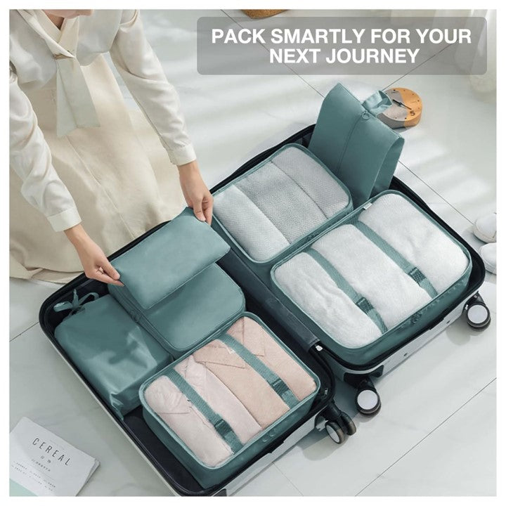 Stroite7 pc Travel set , Packing cubes with Laundry Bag