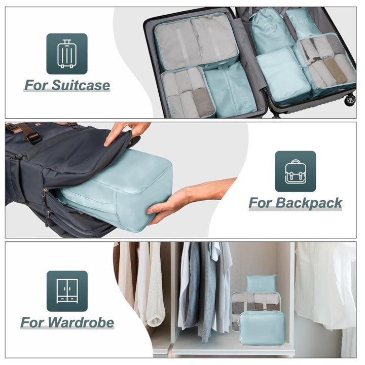 Stroite7 pc Travel set , Packing cubes with Laundry Bag