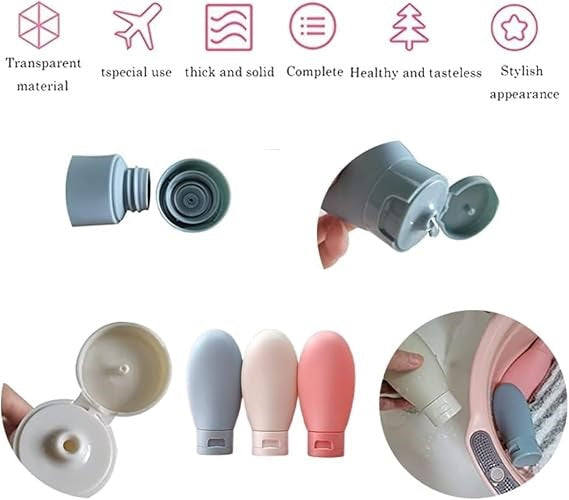 Zephorus 3pcs 60ml Travel Bottles Plastic Travel Containers